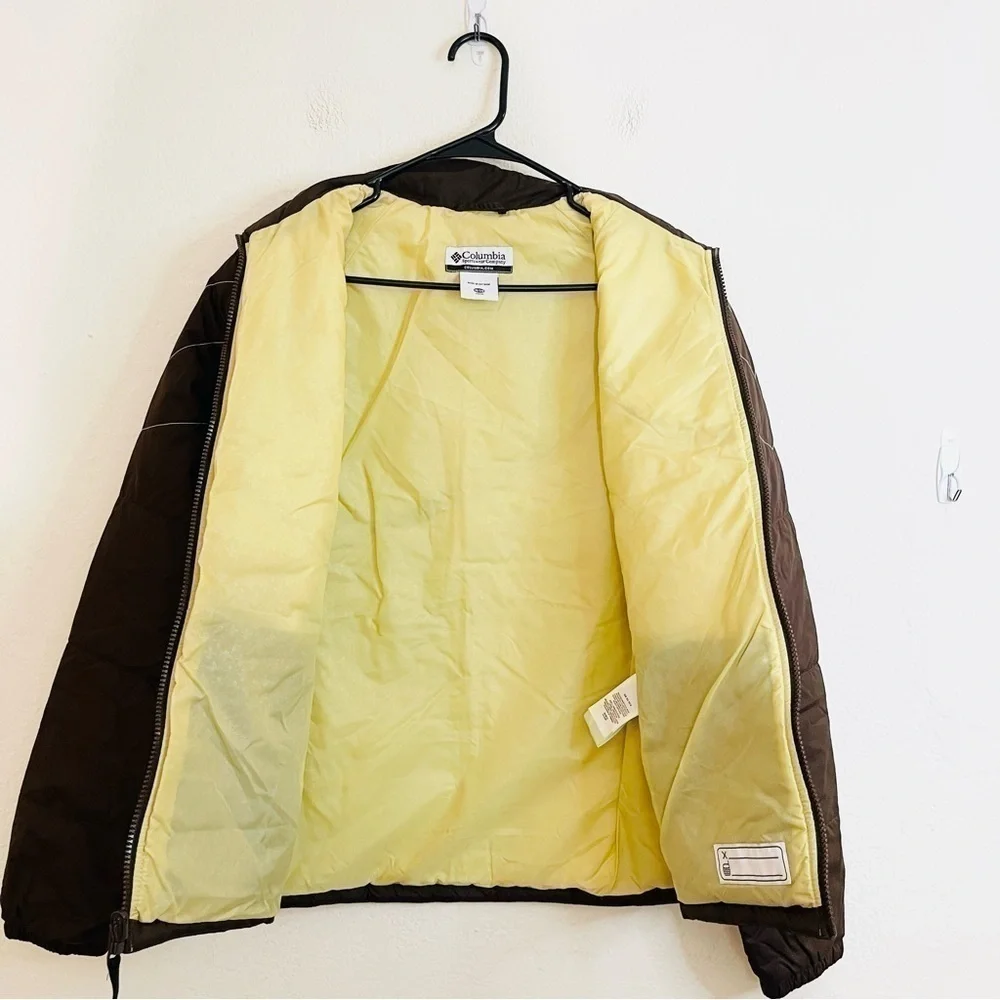 Columbia Puffer Quilted Full Zip Girls Jacket 10/12 Brown Pockets